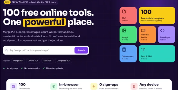 ToolsDzire - 100 Free Online Tools (PDF, Image, Video, SEO) - Laravel PHP Script with Admin Panel