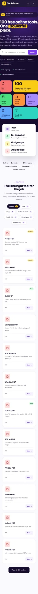 ToolsDzire - 100 Free Online Tools (PDF, Image, Video, SEO) - Laravel PHP Script with Admin Panel — screenshot 3