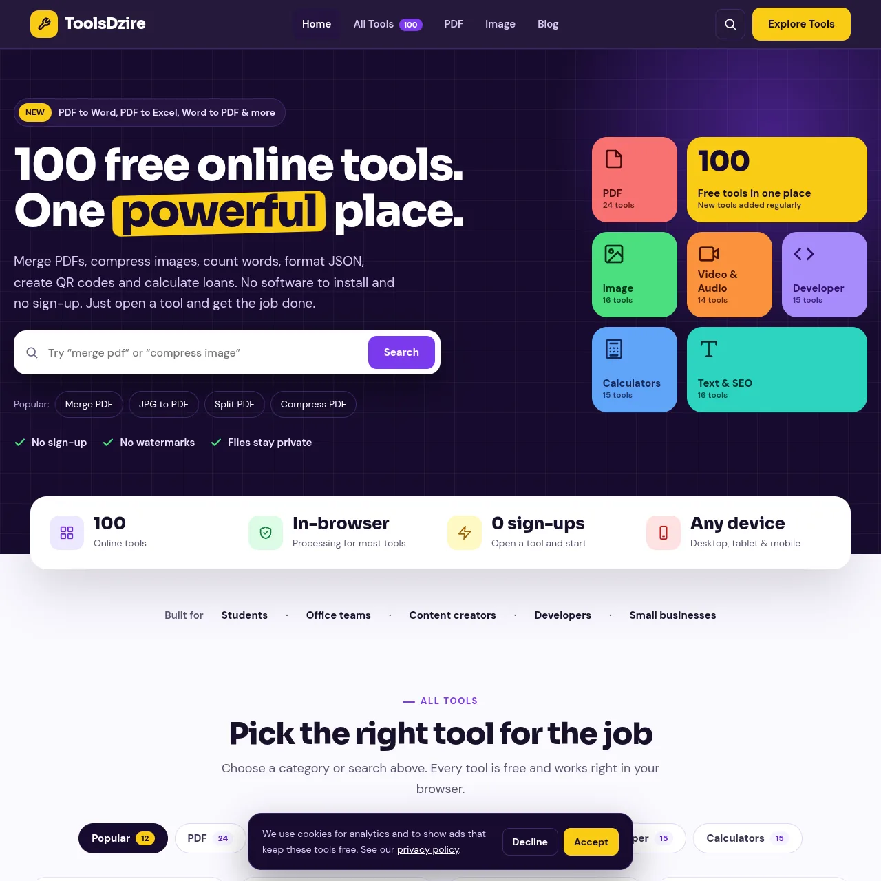 ToolsDzire - 100 Free Online Tools (PDF, Image, Video, SEO) - Laravel PHP Script with Admin Panel — screenshot 6